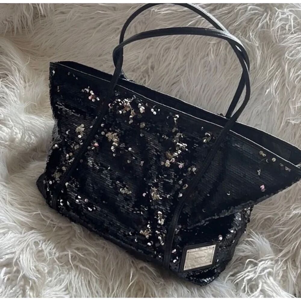 Y2K vintage express black  silver sequin tote bag/purse bling